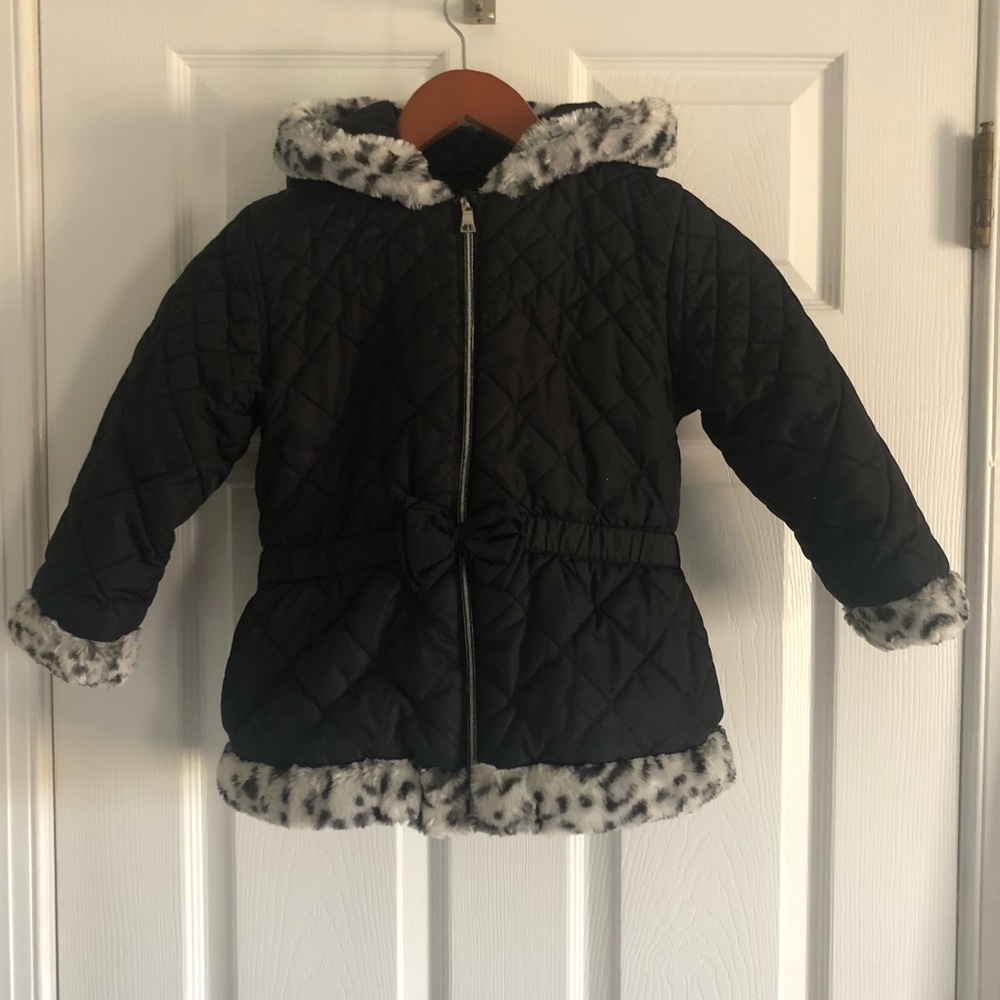 Quilted Dress Coat with Fur Trim